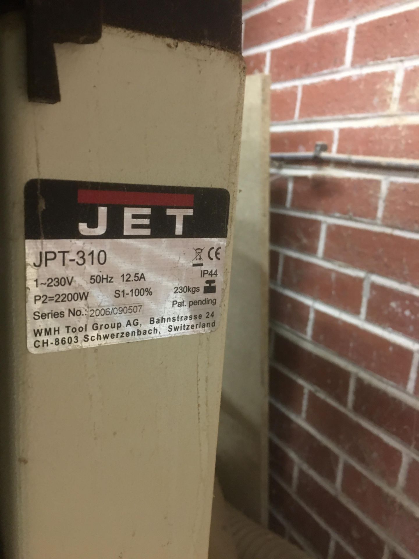 JET JPT-310 12in x 9in Planer Thicknesser, serial - Image 2 of 2