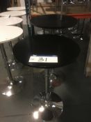 Two Black Top High Tables, on chrome base, 600mm d