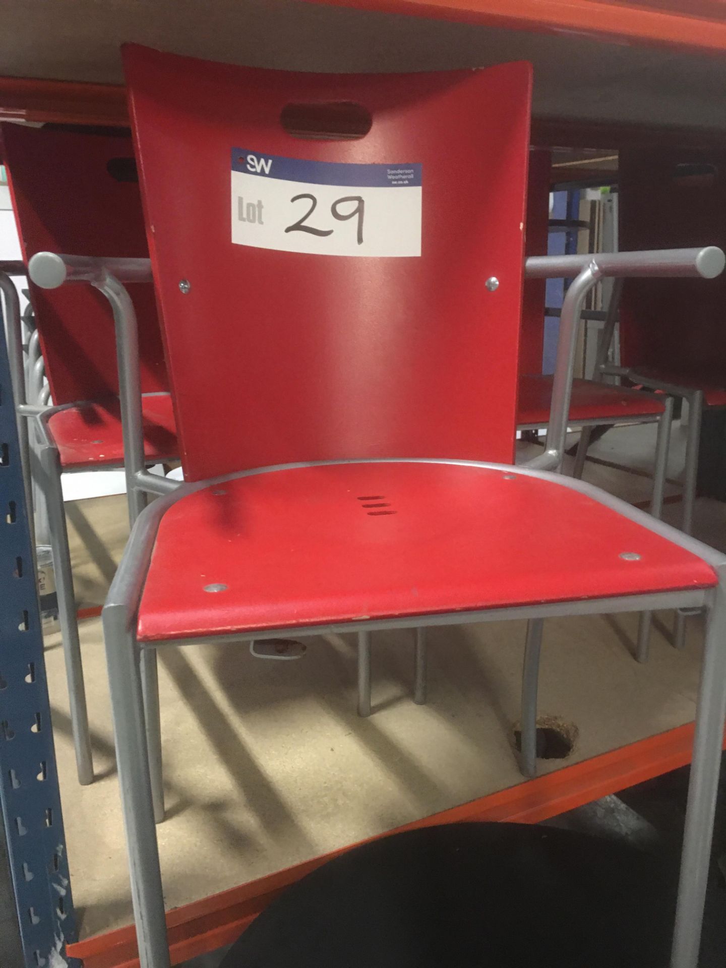 Four Steel Framed Red Stand Chairs