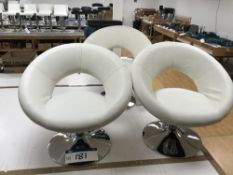 Three White PVC Upholstered Chrome Framed Chairs,