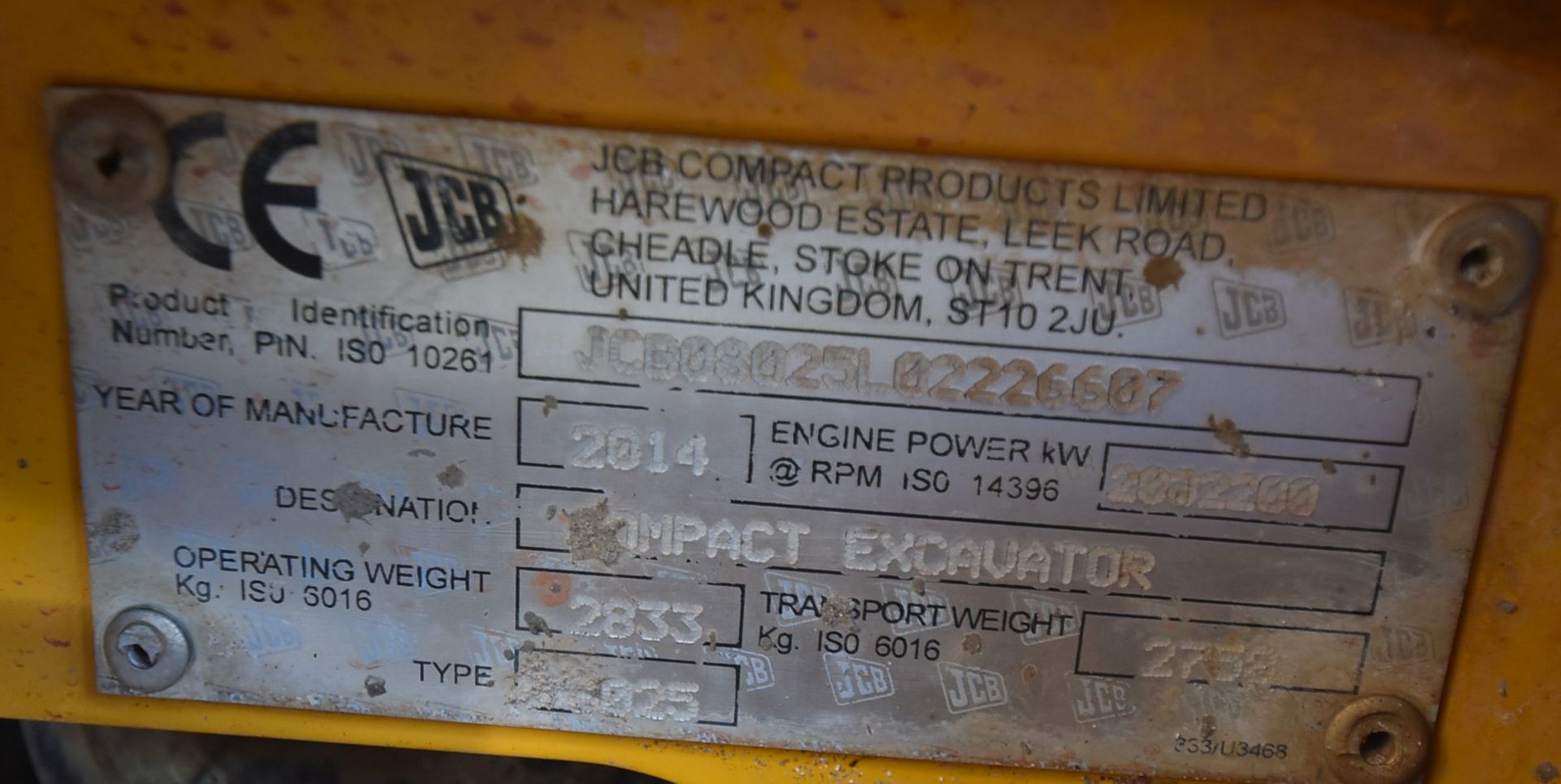 JCB 8025 ZTS 2833kg TRACKED MINI EXCAVATOR, serial no. JCB08025L02226607, year of manufacture - Image 12 of 12