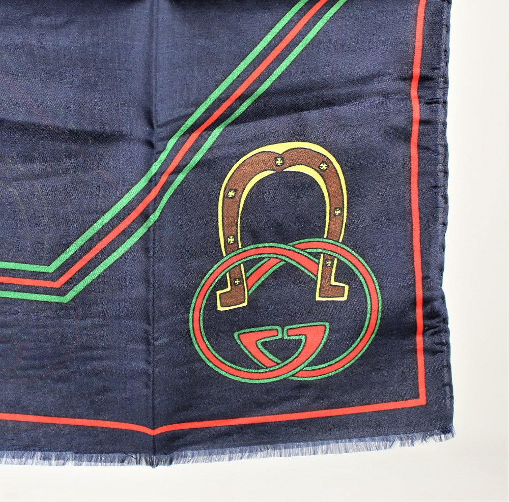 Vintage "GG" Gucci Morsetto Silk Scarf - Image 2 of 7