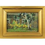 Signed Russian Outdoor Landscape O/B