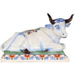 Dutch Hand-painted Ceramic Bull Figurine