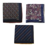 (3) Vintage Gucci Silk Pocket Squares