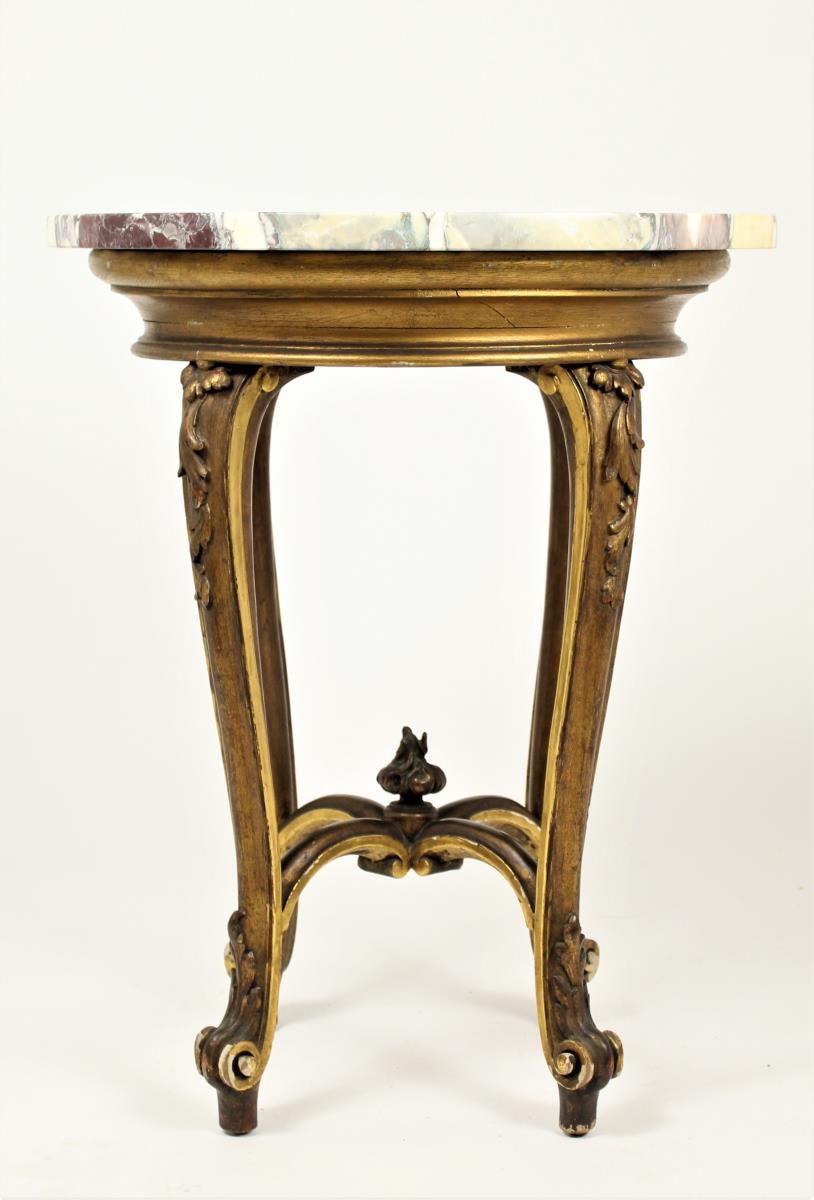 French Gilt Wood & Marble Top Side Table - Image 4 of 4