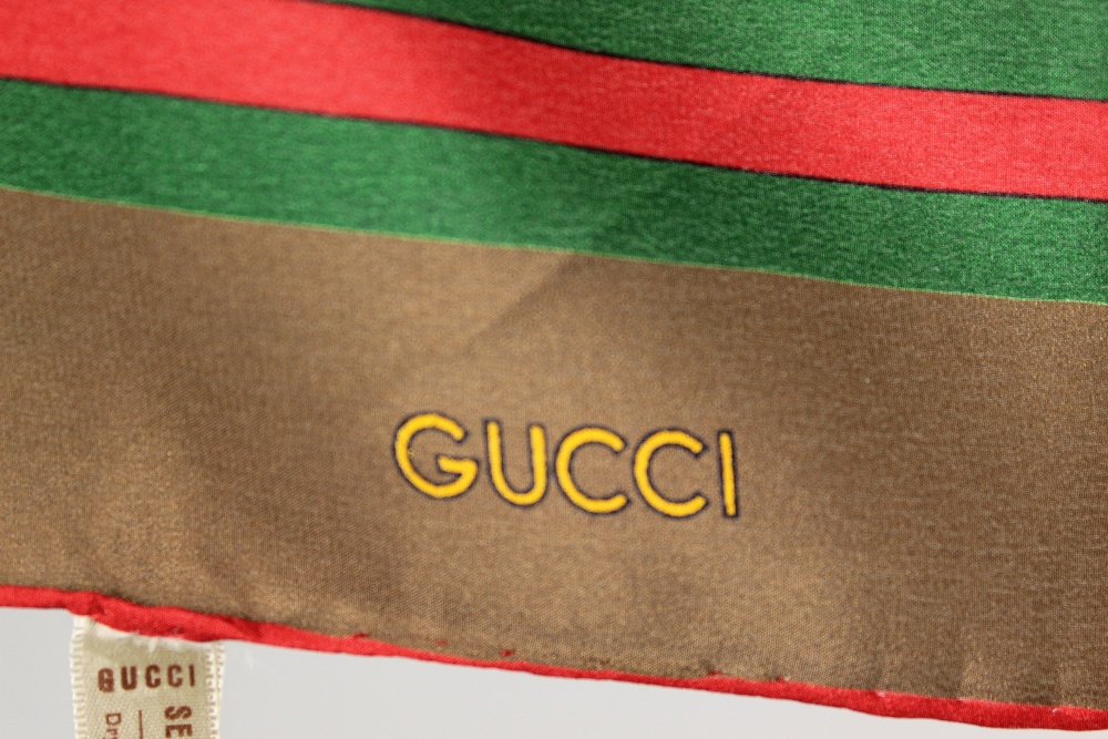 Vintage "GG" Gucci Morsetto Silk Scarf - Image 3 of 7