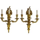 Pair Louis XVI Style Gilt Bronze Sconces