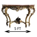 Early French Gilt Wood Marble Top Console Table