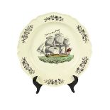 English Creamware Nautical Dinner Plate
