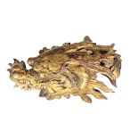 Chinese Temple Fragment, Carved and Gilded Wood