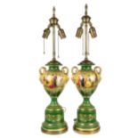 19th C Pair of Royal Vienna Austrian Lamps