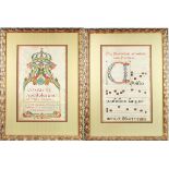 Pair of Framed Illuminated Vellum Manuscripts,1767