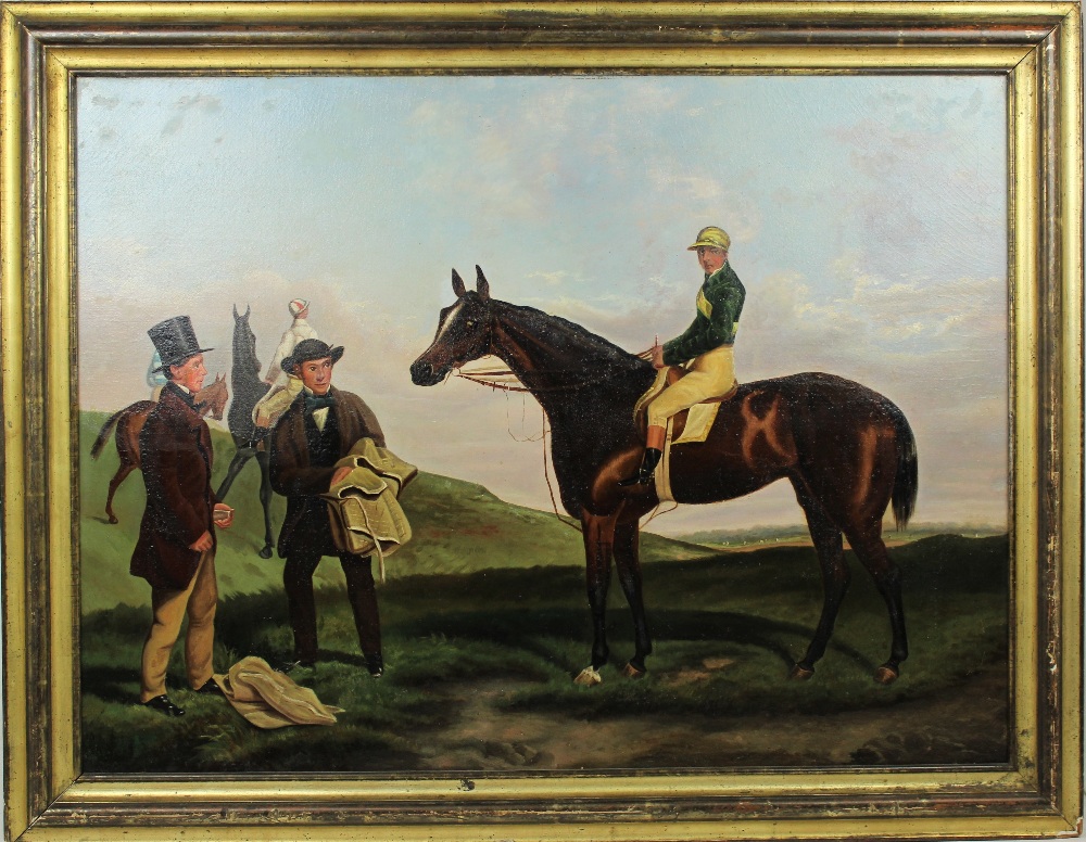 Mid 19th C English Jockey & Horse, Oil on Canvas - Image 2 of 6