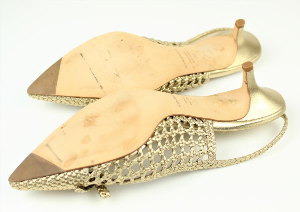 Dolce & Gabbana Gold Braided Slingback Pumps - Image 5 of 6