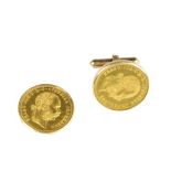 Austrian 1 Ducat Yellow Gold Cuff Links