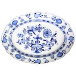 Blue & White Porcelain Blue Onion Platter with Meissen Mark