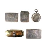(5) Collection Sterling Boxes & Pocket Watch Case
