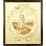 Rare New York Harbor Antique American Silkwork