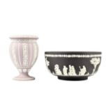 Purple & Black Wedgewood Cameo Vase & Bowl