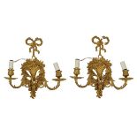 Pair of Gilt Metal Basket Sconces