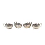 Set of (4) English Sterling Mustard Pots