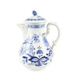 German Blue & White Porcelain Teapot w Lid