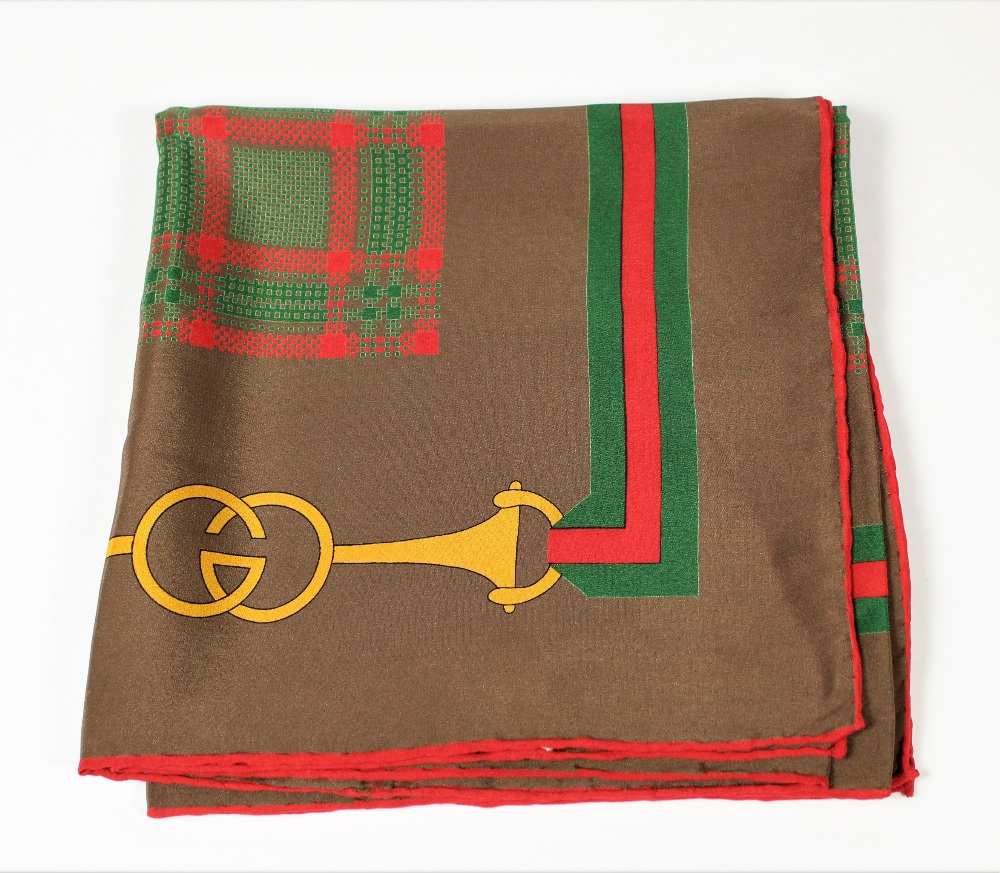 Vintage "GG" Gucci Morsetto Silk Scarf - Image 5 of 7