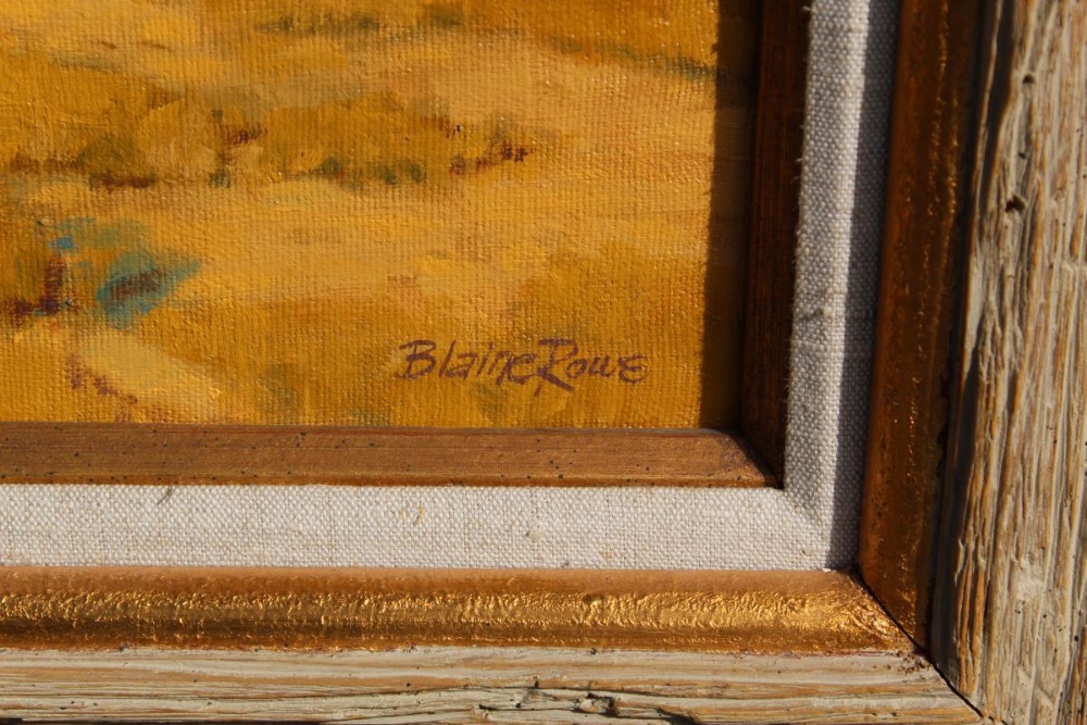 Signed Blaine Rowe, Western Figural Landscape, O/C - Image 3 of 6