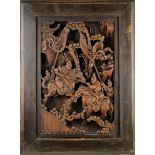 Chinese Carved Panel of Warriors on Horseback