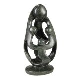 African Stone Sculpture, Mother and 3 Children