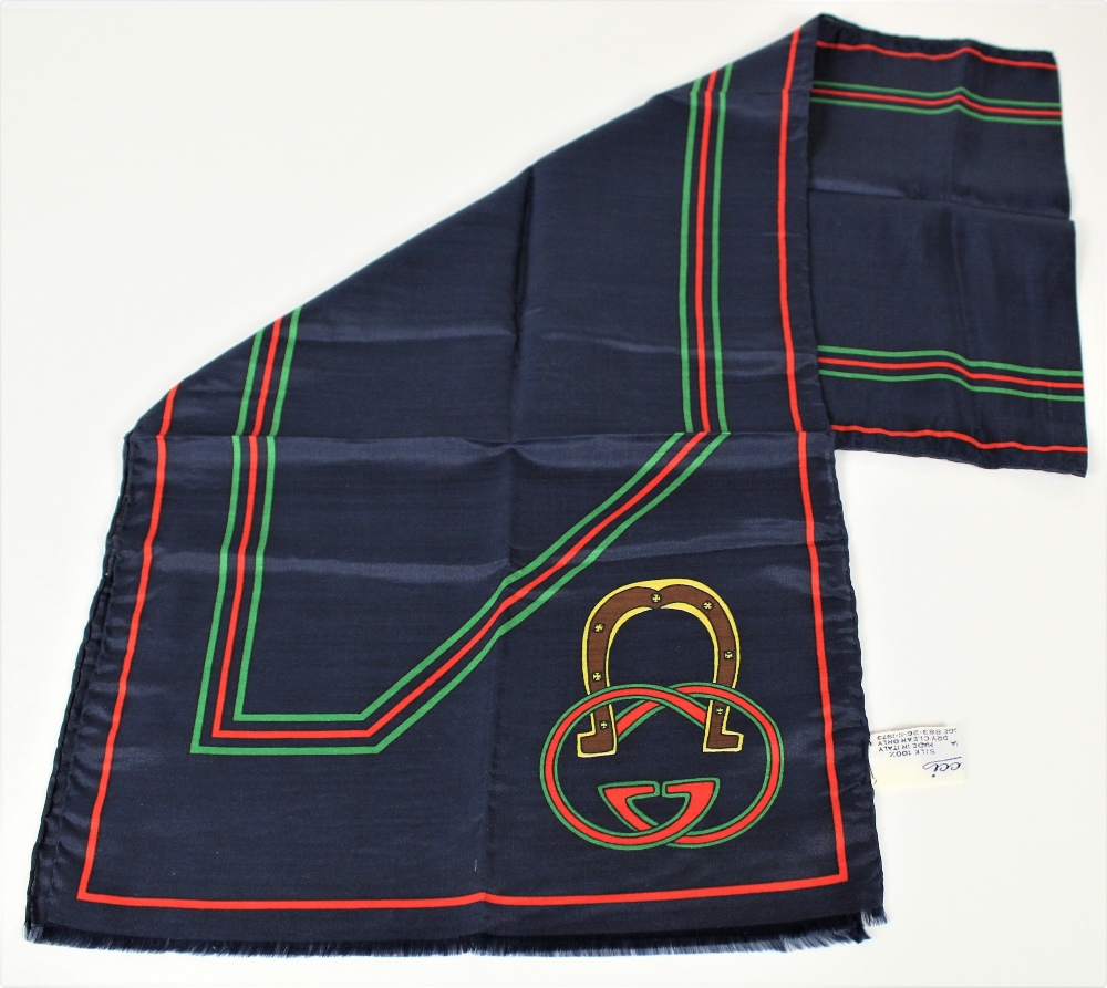 Vintage "GG" Gucci Morsetto Silk Scarf - Image 3 of 7