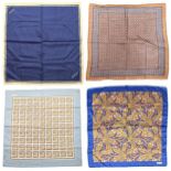 (4) Vintage Gucci Silk Pocket Squares