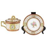 Antique French Gilt & Porcelain Teacup & Saucer