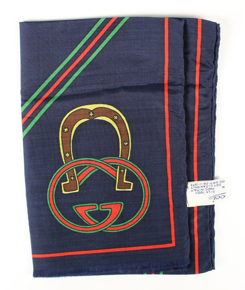 Vintage "GG" Gucci Morsetto Silk Scarf - Image 5 of 7