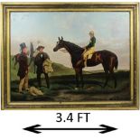 Mid 19th C English Jockey & Horse, Oil on Canvas