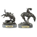 Two Western Bronzes on Marble Bases