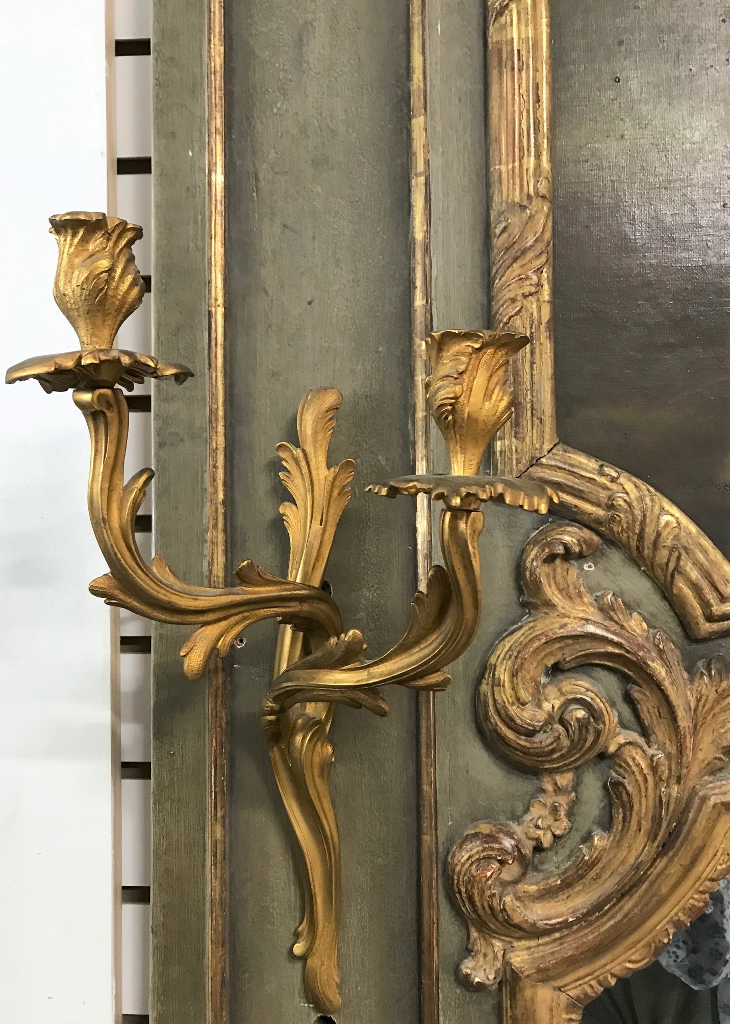 19th C French Gilt Trumeau w Sconces - Image 7 of 7