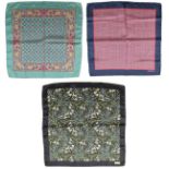 (3) Vintage Gucci Silk Pocket Squares