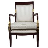 Custom 20th C. Empire Style Arm Chair