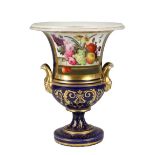 French Polychrome Pedestal Vase with Floral Panel