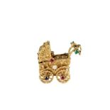 14K Gold, Diamond, Emerald and Ruby Charm