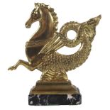 Valese Italy Brass Seahorse on Marble Base