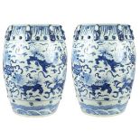Pair of Chinese Blue & White Garden Seats