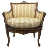 Carved French Arm Chair Upholstered