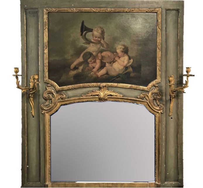 19th C French Gilt Trumeau w Sconces