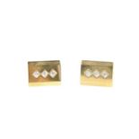 14k Gold Cuff Links w/ Inset Diamonds