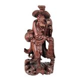 Chinese Wood Sculpture of a Fisherman
