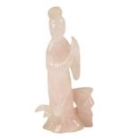 Chinese Rose Quartz, Figure of Guanyin