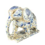 Vintage Blue & White Elephant Sculpture